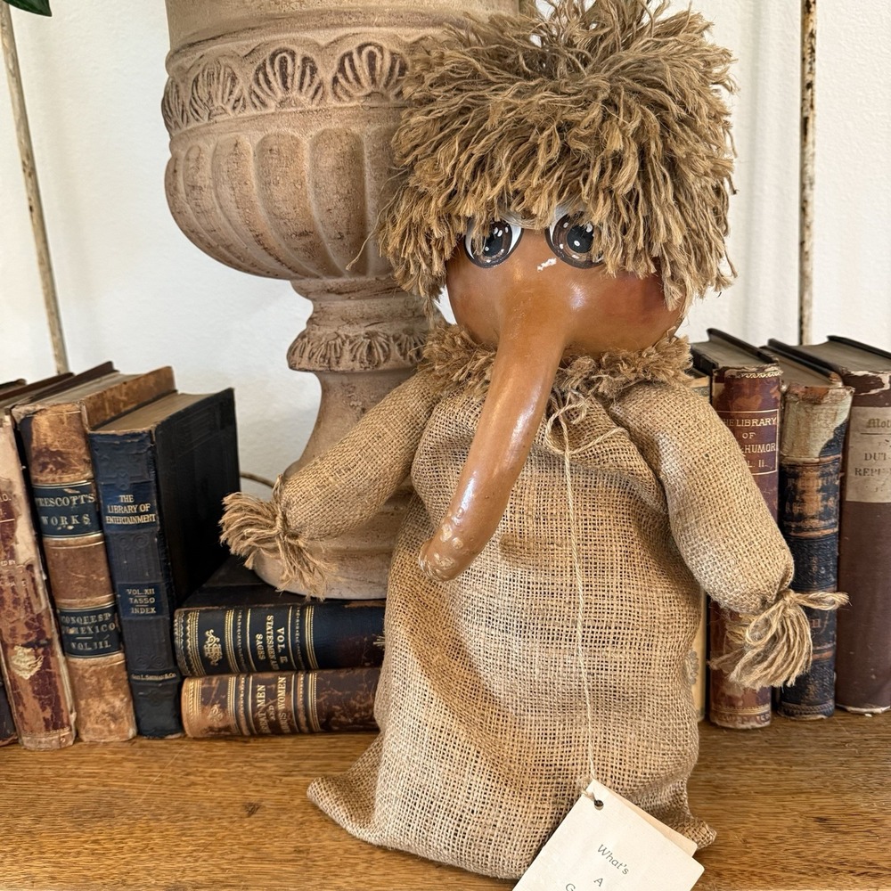 VTG 80's Gourdie By Sharon Barron 20" Unique Hand Painted Halloween Doll Burlap